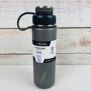 EcoVessel The Boulder 20oz Bottle Insulated Stainless Steel & Strainer Gray